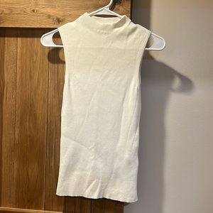Cream Sleeveless Mock-neck Top